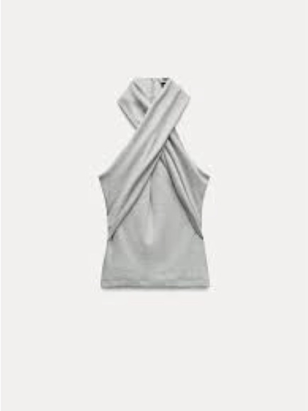 Zara Twist Cross-Front Halter Tank - Light Gray